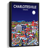 Charlottesville Virginia Art Night Landscape, Large Canvas, Framed Canvas Print Wall Art Home Decor, Floating Frame