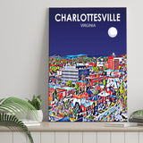 Charlottesville Virginia Art Night Landscape ,City Art Print, Large Canvas, Canvas Print Wall Art Home Decor