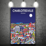 Charlottesville Virginia Art Night Landscape ,City Art Print, Large Canvas, Canvas Print Wall Art Home Decor