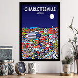 Charlottesville Virginia Art Night Landscape, City Art Print, Framed Art Print Wall Art Home Decor, Framed Picture