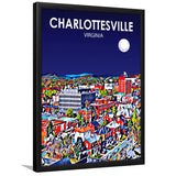 Charlottesville Virginia Art Night Landscape, City Art Print, Framed Art Print Wall Art Home Decor, Framed Picture