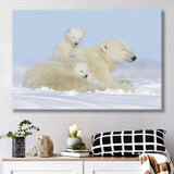 Charming Family Polar Bears Canvas Prints Wall Art Decor - Paiting Canvas, Art Prints, Wall Decor, For Sale