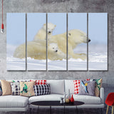 Charming Family Polar Bears 5 Piece B Canvas Prints Wall Art Decor - Painting Canvas, Multi Panels