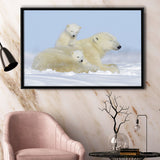 Charming Family Polar Bears Framed Canvas Prints Wall Art Decor - Paiting Canvas, Art Prints, Floating Frame