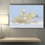 Charming Family Polar Bears Canvas Prints Wall Art Decor - Paiting Canvas, Art Prints, Wall Decor, For Sale