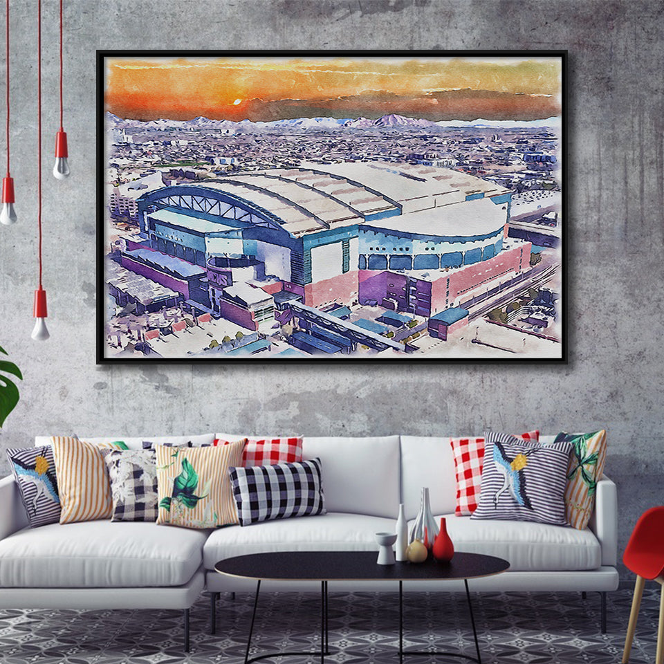 Chase Field Arizona Diamondbacks Watercolor, Sport Art Prints Fan Gift, Framed Canvas Prints Wall Art Decor
