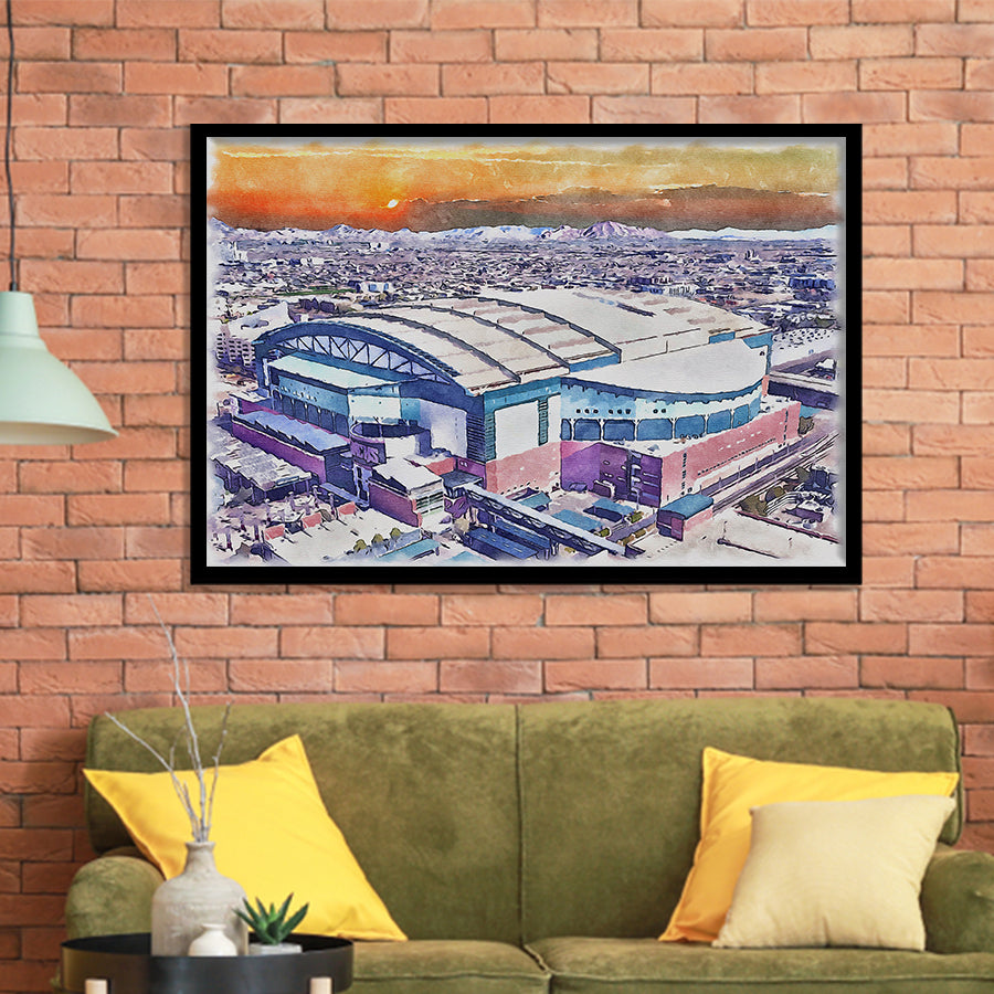 Chase Field Arizona Diamondbacks Watercolor, Sport Prints Fan Gift, Framed Art Prints Wall Art Decor