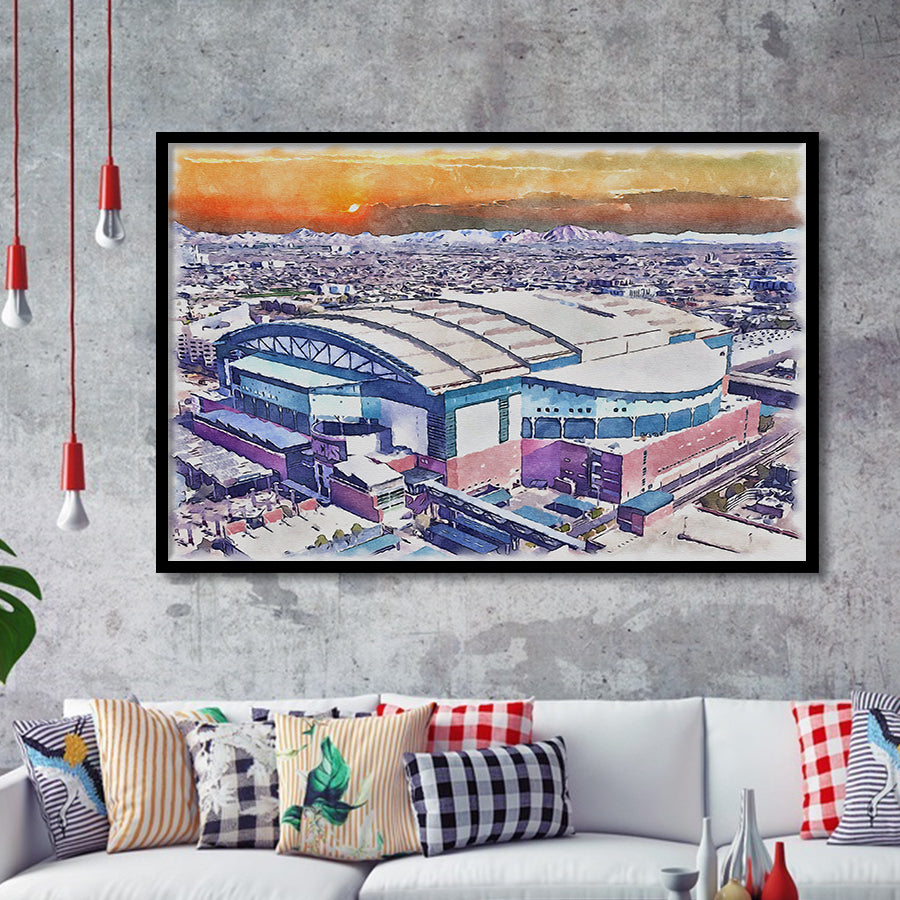 Chase Field Arizona Diamondbacks Watercolor, Sport Prints Fan Gift, Framed Art Prints Wall Art Decor