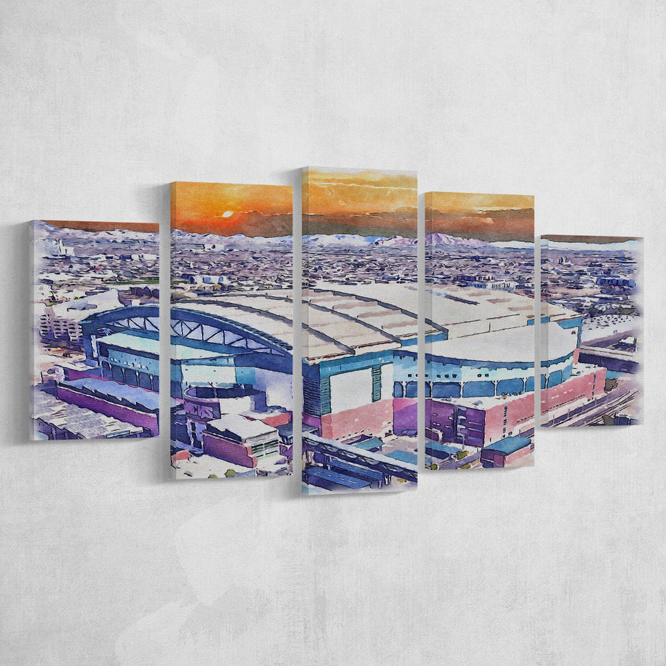 Chase Field Arizona Diamondbacks Watercolor, 5 Pieces, Multi Panel Canvas Prints Wall Art Decor