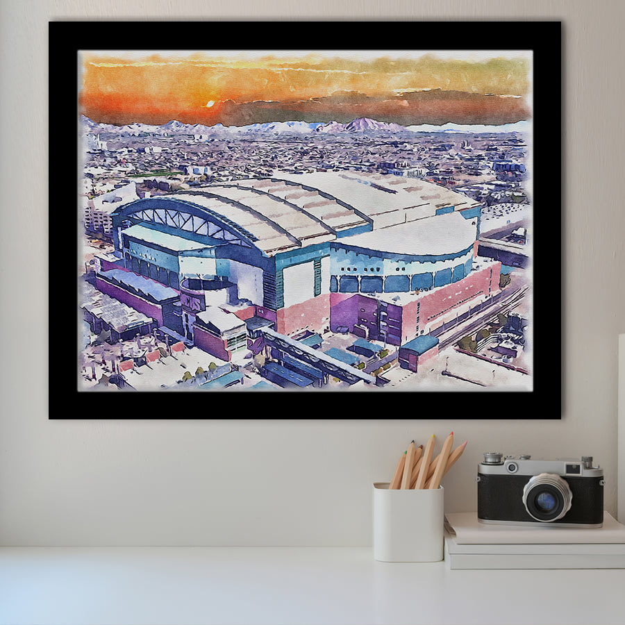 Chase Field Arizona Diamondbacks Watercolor, Sport Prints Fan Gift, Framed Art Prints Wall Art Decor
