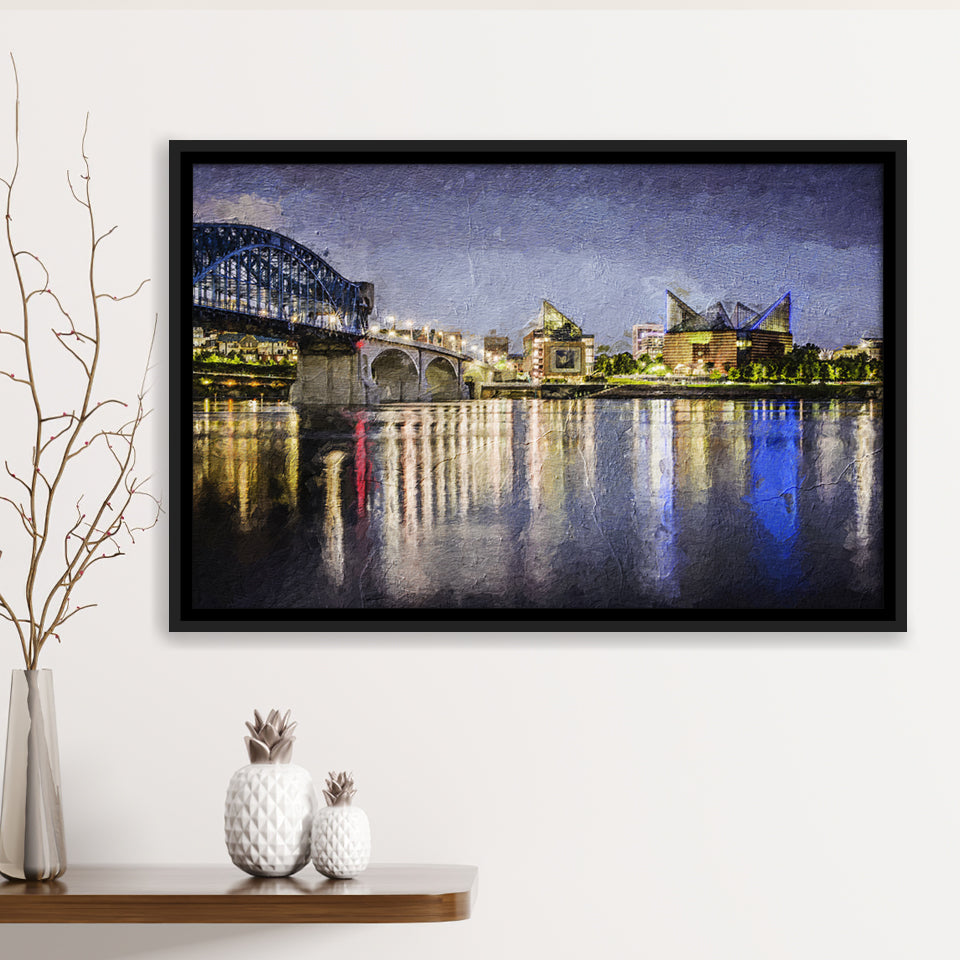Chattanooga Cityscape Framed Canvas Prints Wall Art Decor - Paiting Canvas, Art Prints, Floating Frame