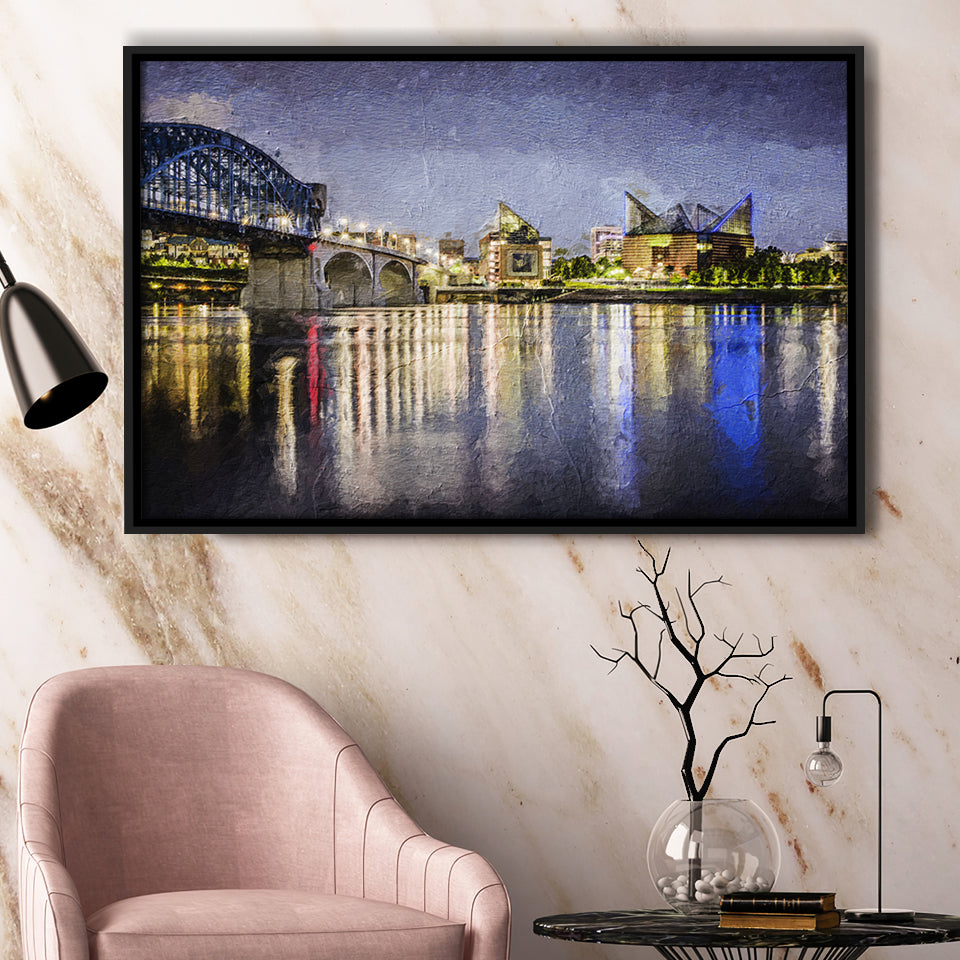 Chattanooga Cityscape Framed Canvas Prints Wall Art Decor - Paiting Canvas, Art Prints, Floating Frame