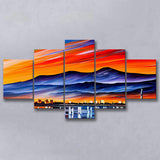 Chattanooga Tennessee Skyline Chattanooga Painting Wall Art, 5 Pieces, Multi Panel Canvas Prints Wall Art Decor