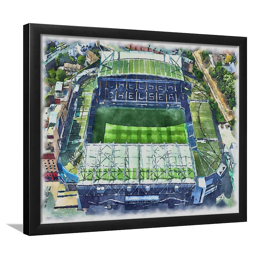 Chelsea FC Stamford Bridge Stadium Watercolor, Sport Prints Fan Gift, Framed Art Prints Wall Art Decor