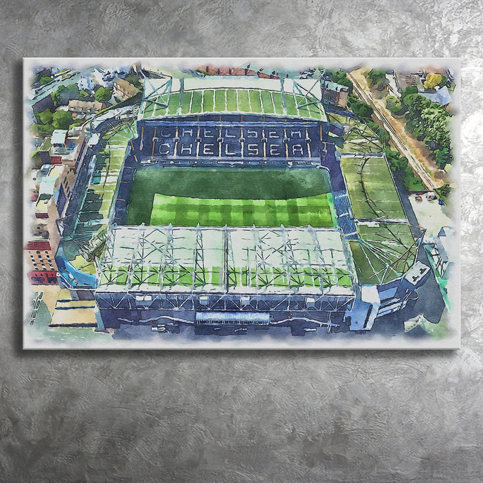 Chelsea FC Stamford Bridge Stadium Watercolor, Sport Art Prints Fan Gift, Canvas Prints Wall Art Decor