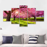 Cherry Blossom Tree  5 Pieces Canvas Prints Wall Art - Painting Canvas, Multi Panels, 5 Panel, Wall Decor