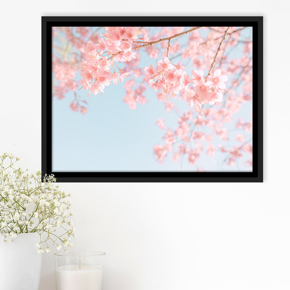 Cherry Blossom Framed Canvas Prints Wall Art - Painting Canvas,Framed Picture,Home Art Wall Decor