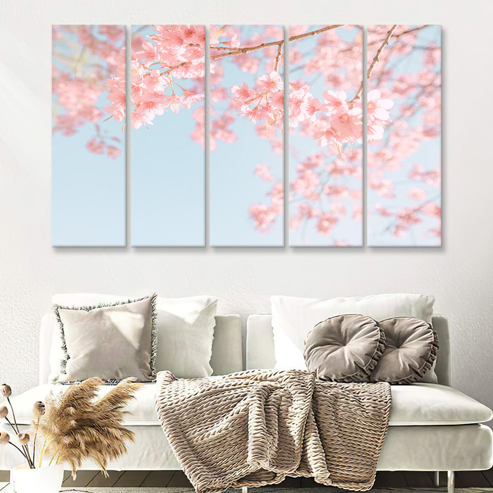 Cherry Blossom 5 Piece B Multi Panels Canvas Prints Wall Art - Painting Canvas,Wall Decor