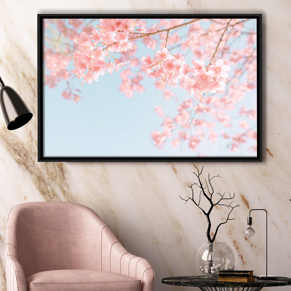 Cherry Blossom Framed Canvas Prints Wall Art - Painting Canvas,Framed Picture,Home Art Wall Decor