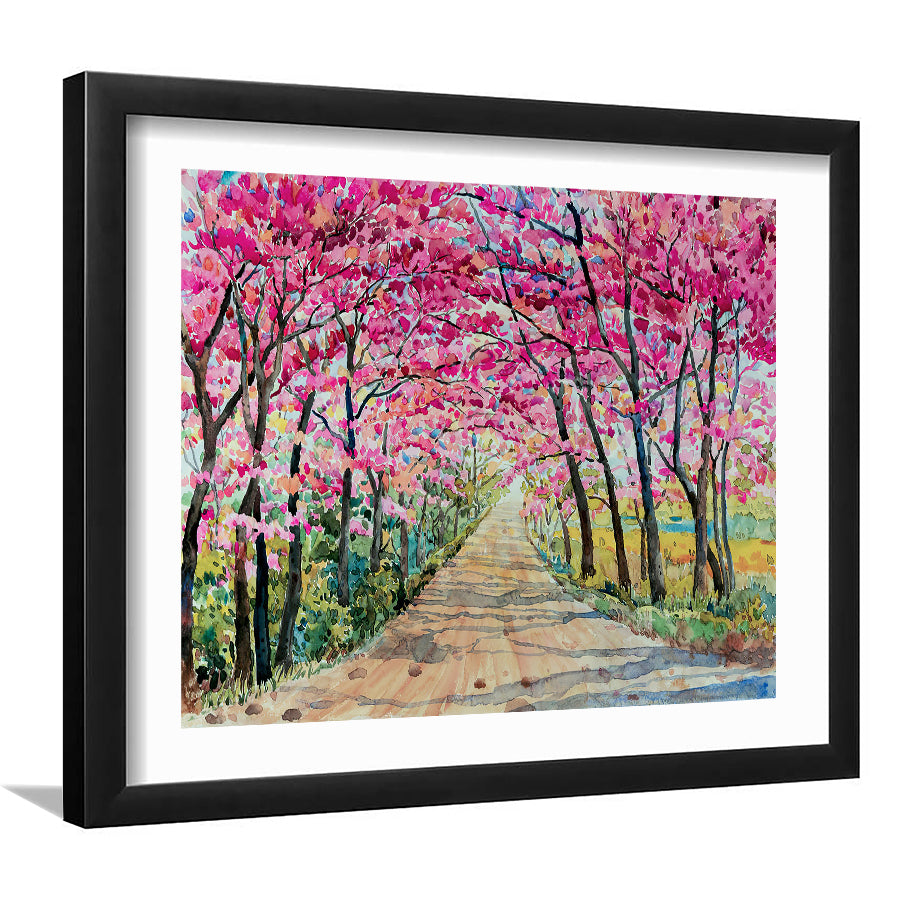 Cherry Roadside In The Morning Framed Wall Art - Framed Prints, Art Prints, Home Decor, Painting Prints