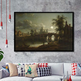 Chertsey Bridge By Moonlight Framed Art Prints Wall Art Decor - Painting Prints, Framed Picture