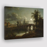 Chertsey Bridge By Moonlight Canvas Prints Wall Art - Painting Canvas, Art Prints, Wall Decor
