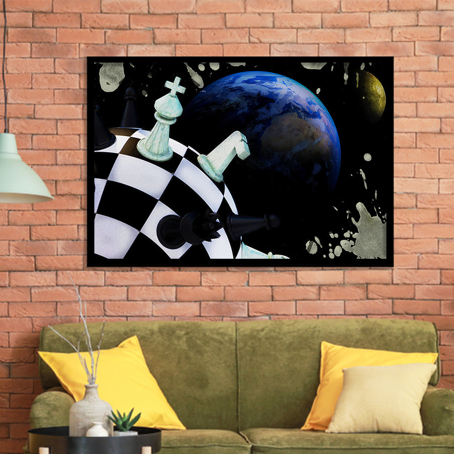Chess Art, Chess Wall Art, Abstract Chess Painting, Framed Art Prints Wall Art Home Decor, Ready to Hang