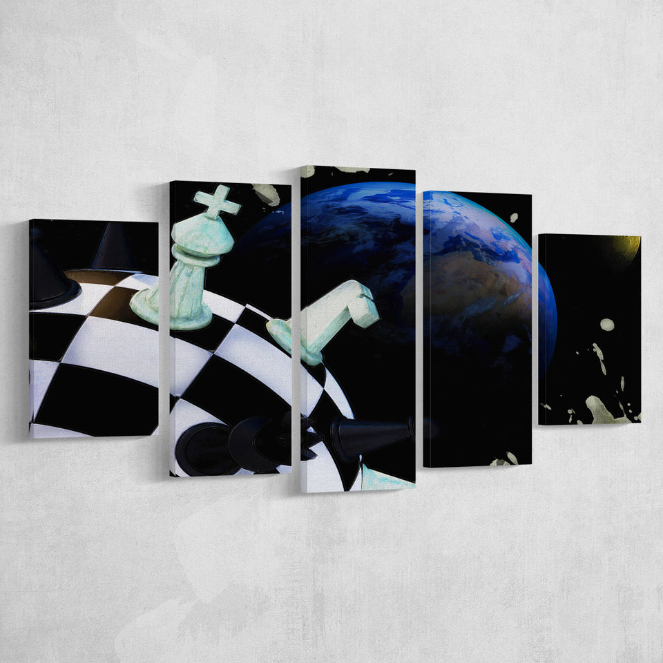 Chess Canvas Art, Chess Wall Art, Abstract Chess Painting, Multi Panels, 5 Pieces, Canvas Prints Wall Art Home Decor
