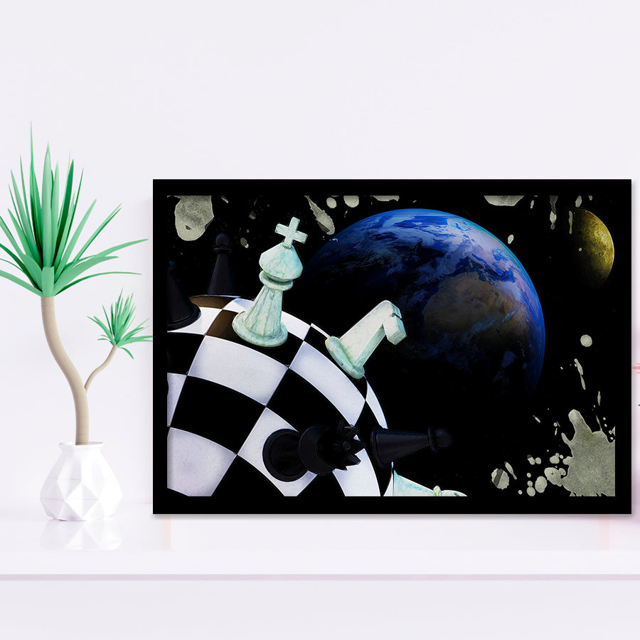 Chess Art, Chess Wall Art, Abstract Chess Painting, Framed Art Prints Wall Art Home Decor, Ready to Hang