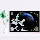 Chess Art, Chess Wall Art, Abstract Chess Painting, Framed Art Prints Wall Art Home Decor, Ready to Hang