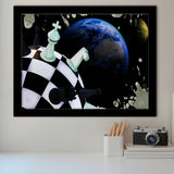 Chess Art, Chess Wall Art, Abstract Chess Painting, Framed Art Prints Wall Art Home Decor, Ready to Hang