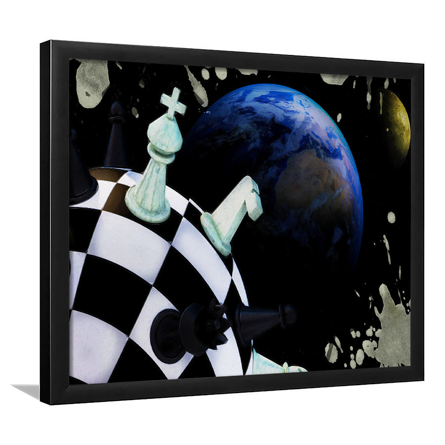 Chess Art, Chess Wall Art, Abstract Chess Painting, Framed Art Prints Wall Art Home Decor, Ready to Hang