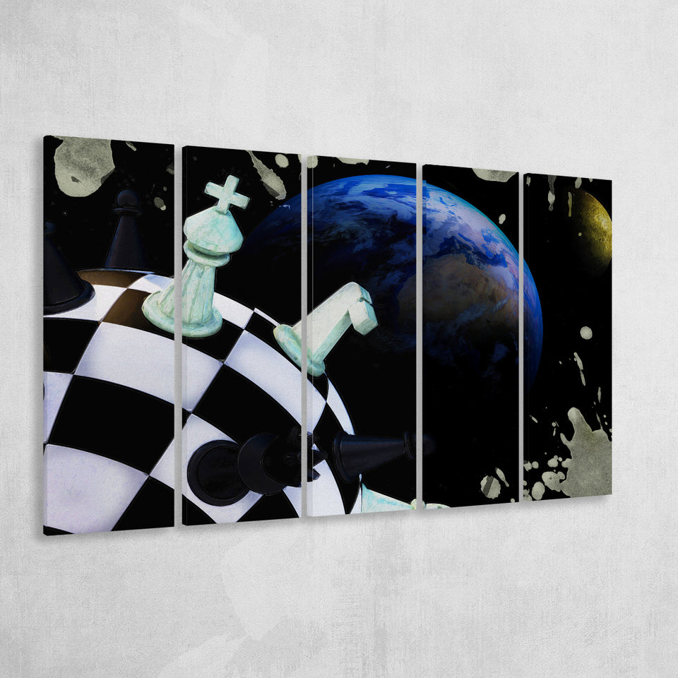 Chess Canvas Art, Chess Wall Art, Abstract Chess Painting, 5 Pieces B, Canvas Prints Wall Art Home Decor,X Large Canvas