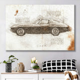 Chevrolet Corvette Stingray 1963 Da Vinci Style Canvas Prints - Painting Canvas, Wall Art,Old Car, Prints for Sale,Wal Decor, Home Decor