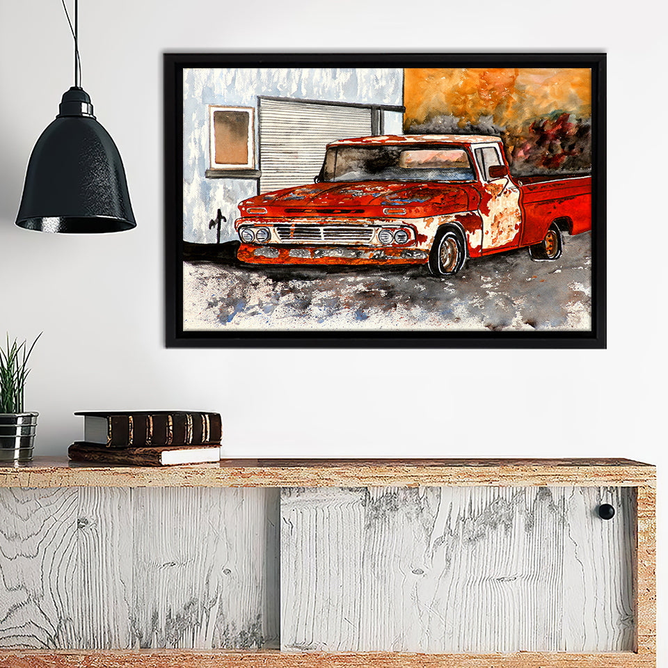 Chevy Truck Vintage Art Print Canvas Wall Art - Framed Art, Framed Canvas, Painting Canvas