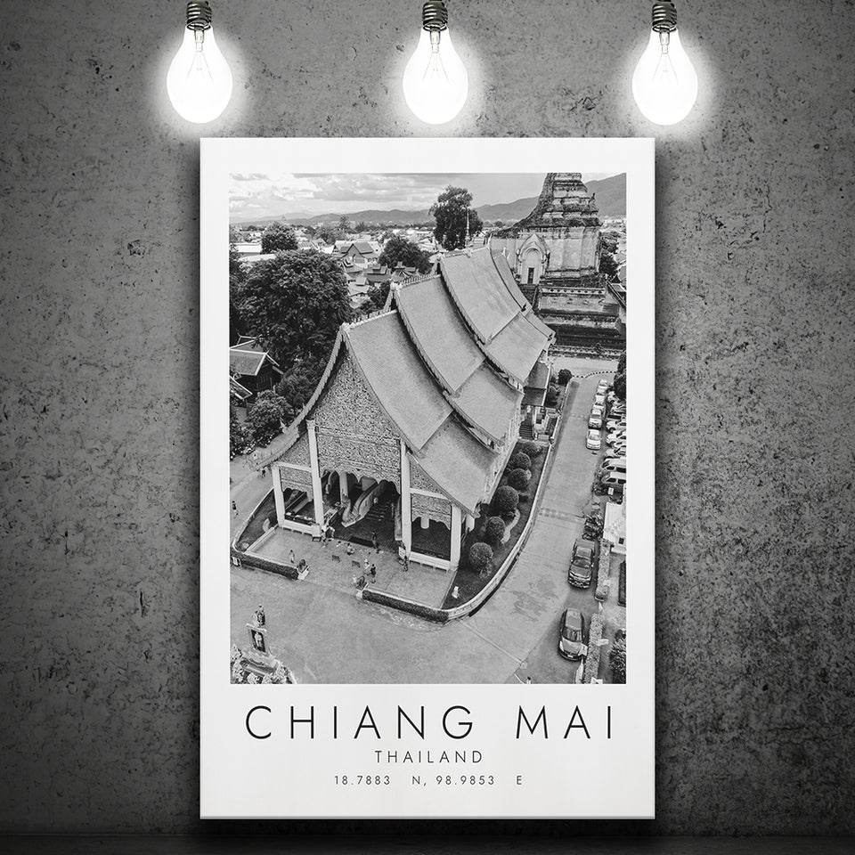 Chiang Mai, Thailand Black And White Art Canvas Prints Wall Art Home Decor