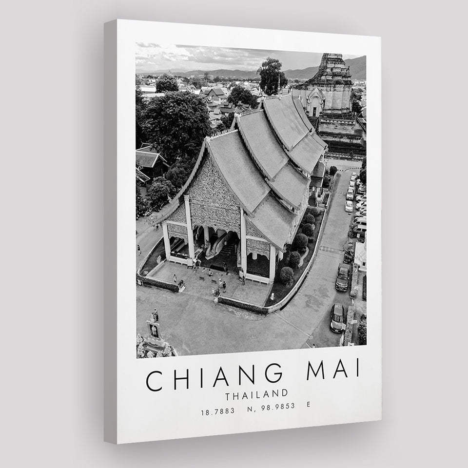 Chiang Mai, Thailand Black And White Art Canvas Prints Wall Art Home Decor