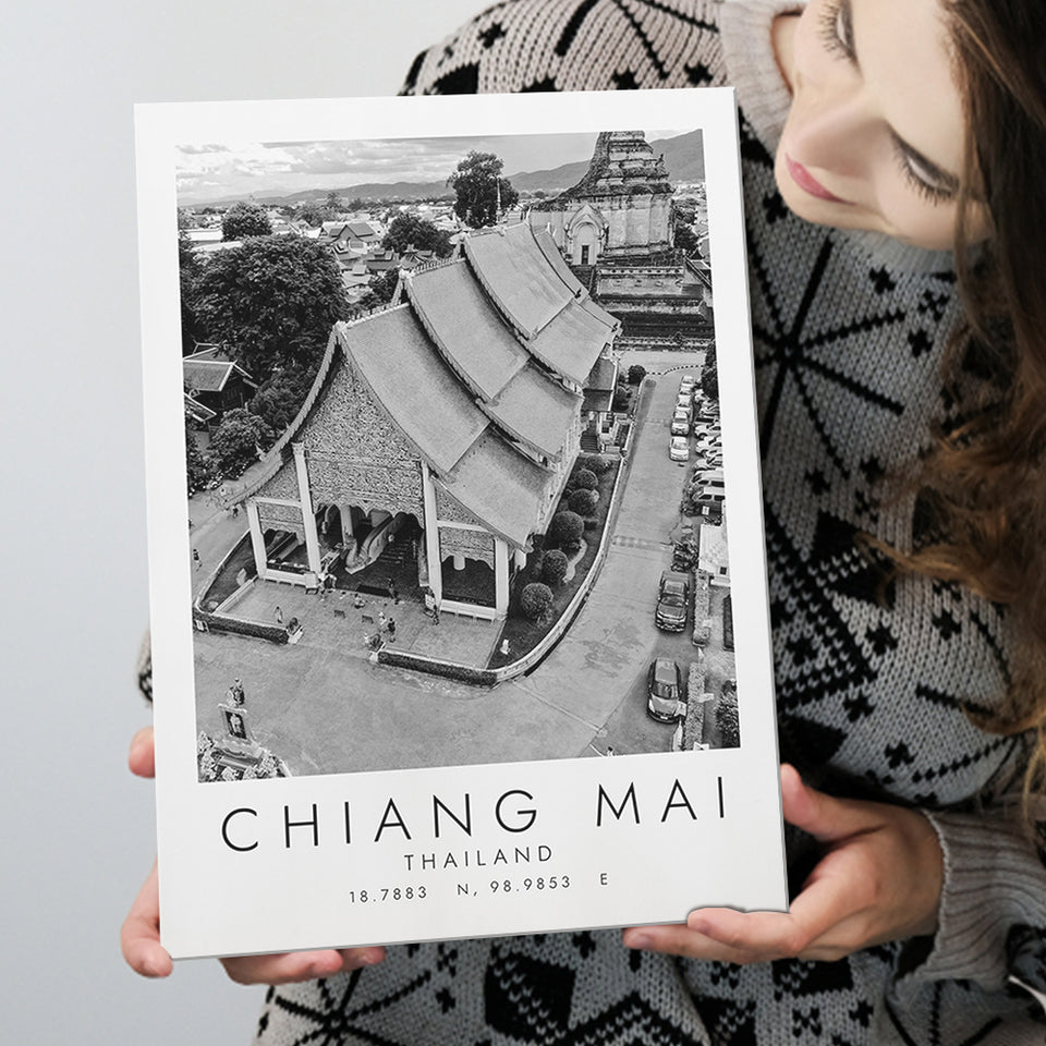 Chiang Mai, Thailand Black And White Art Canvas Prints Wall Art Home Decor