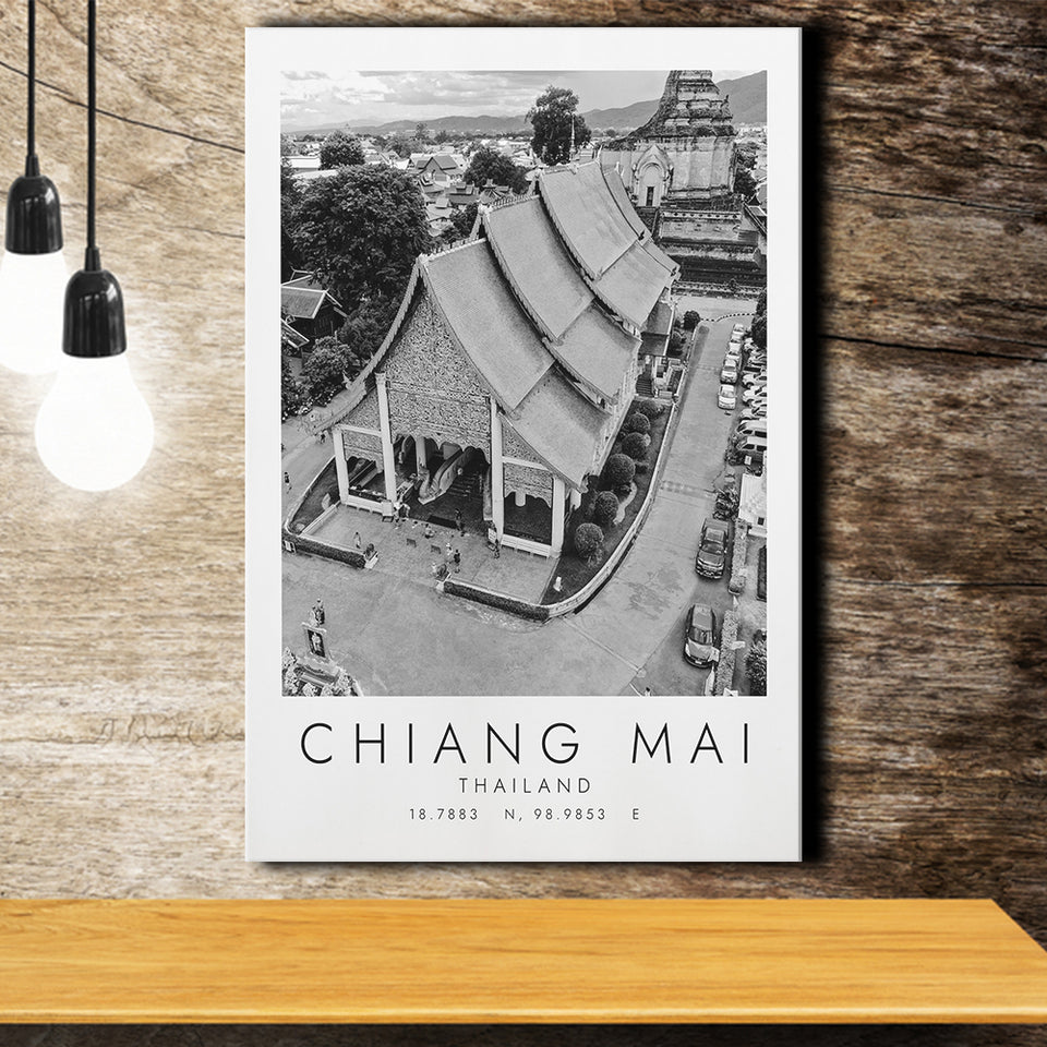 Chiang Mai, Thailand Black And White Art Canvas Prints Wall Art Home Decor