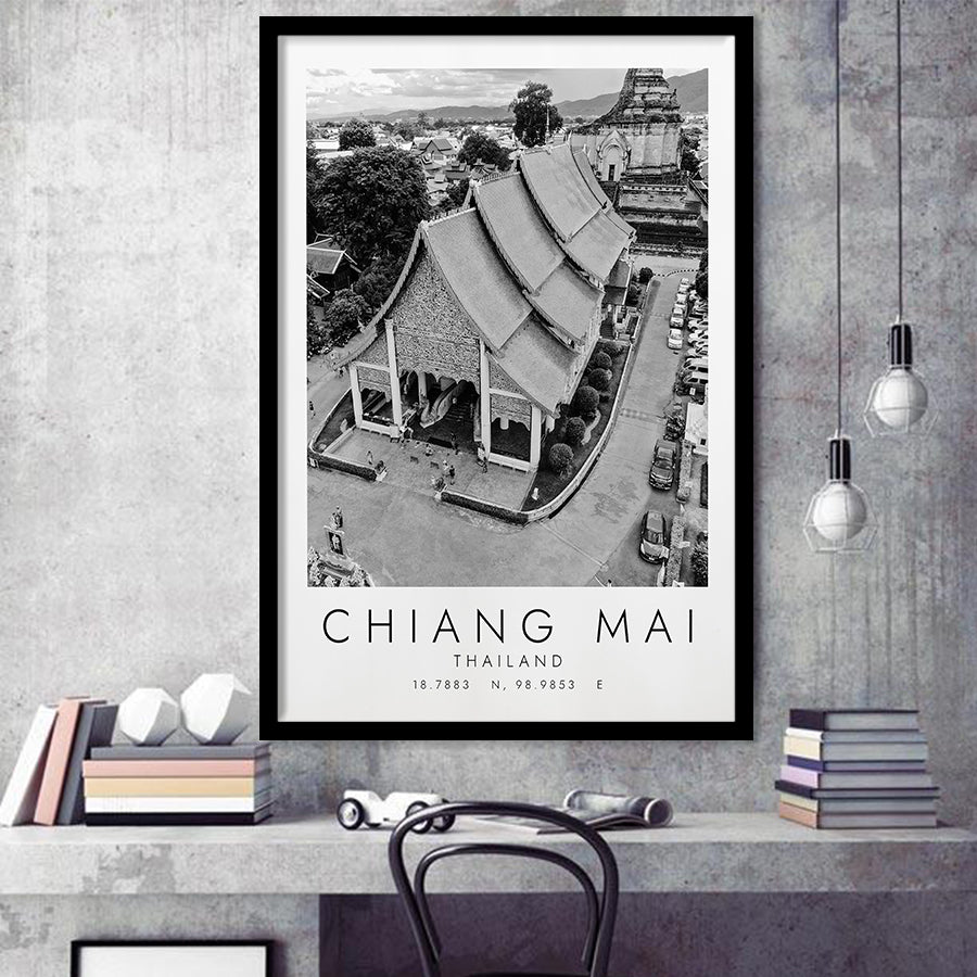 Chiang Mai, Thailand Black And White Art Framed Art Prints Wall Art Decor, Framed Picture