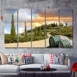 Chianti vineyard landscape in Tuscany Italy 5 Pieces Canvas Prints Wall Art - Painting Canvas, Multi Panels, Wall Decor