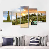 Chianti vineyard landscape in Tuscany Italy 5 Pieces Canvas Prints Wall Art - Painting Canvas, Multi Panels, Wall Decor