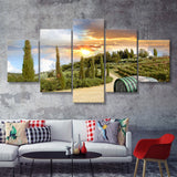 Chianti vineyard landscape in Tuscany Italy 5 Pieces Canvas Prints Wall Art - Painting Canvas, Multi Panels, Wall Decor