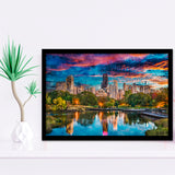 Chicago Illinois Usa Downtown Skyline Lincoln City Art Watercolor Framed Art Prints Wall Art Decor,Framed Picture