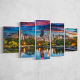 Chicago Illinois Usa Downtown Skyline Lincoln 5 Pieces Mixed Canvas Prints Wall Art Home Decor
