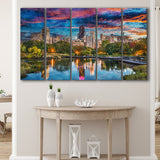 Chicago Illinois Usa Downtown Skyline Lincoln 5 Pieces Extra Large Canvas Prints Wall Art Home Decor
