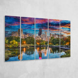 Chicago Illinois Usa Downtown Skyline Lincoln 5 Pieces Extra Large Canvas Prints Wall Art Home Decor