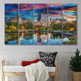 Chicago Illinois Usa Downtown Skyline Lincoln 5 Pieces Extra Large Canvas Prints Wall Art Home Decor
