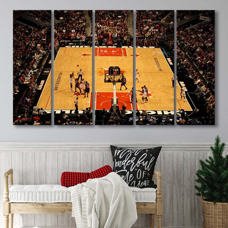 Chicago Bulls Stadium Canvas Prints United Center Wall Art Basketball,Multi Panels B,Sport Stadium Art Prints, Fan Gift