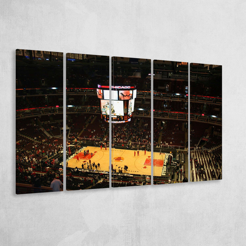 Chicago Bulls Wall Art United Center Stadium Canvas Prints Basketball,Multi Panels B,Sport Stadium Art Prints, Fan Gift